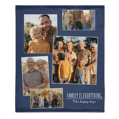 Custom Family Photo Blanket - Personalized Family Picture Throw - Gift for Parents & Grandparents