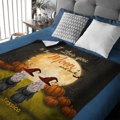 🧙‍♀️I Love You To The Moon And Back - Personalized Halloween Witches Blanket - Halloween Gifts, Gifts For Besties