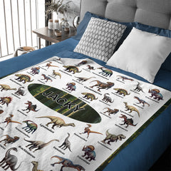 Personalized Jurassic Dinosaur Name Custom Blanket-Gift for Children Who Love Dinosaurs