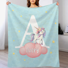 Custom Animal Letter Blanket – Personalized Name Alphabet Throw Blanket – Gift for Kids
