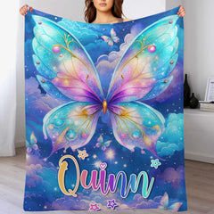 Custom Starry Butterfly Blanket - Personalized Magical Sky Throw - Gift for Butterfly Lovers,Girls - SDG
