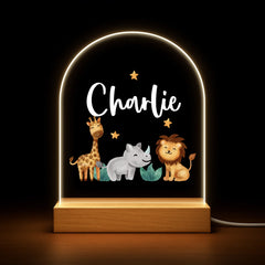 Custom Jungle Animal Night Light - Personalized Safari Kids Star Lamp - Gift for Boys Girls Baby