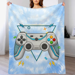 Custom Gaming Blanket - Personalized Tie Dye Gamepad Throw with Name - Gift for Boys Girls Teen Video Game Lovers