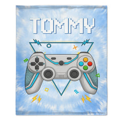 Custom Gaming Blanket - Personalized Tie Dye Gamepad Throw with Name - Gift for Boys Girls Teen Video Game Lovers