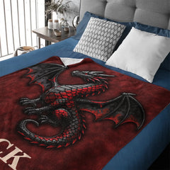 🐲Customized Dragon Themed Blanket - Personalized Name - Gift For Dragon Lovers