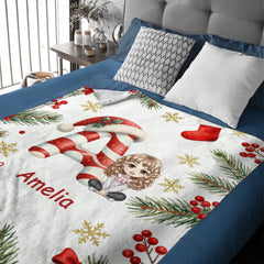 Customized Christmas Blanket - Personalized Character, Initial and Name - Christmas Gifts For Baby, Kid, Friend, Family
