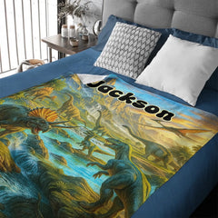 🦕Custom Jurassic World Blanket – Personalized Name - A Gift For Kids, Dinosaur Lovers