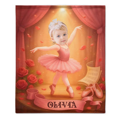 Custom Ballerina Blanket – Personalized Ballet Dancer Throw – Gift for Girls