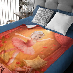 Custom Ballerina Blanket – Personalized Ballet Dancer Throw – Gift for Girls