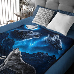 Wolf Howl Moon Custom Blanket - Personalized Name - Gifts For Wolf Lovers