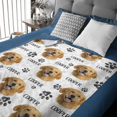 Upload Pet Image Customized Colorful Blanket – Personalized Photo and Name – Gift for Dog/Cat Lovers, Pet Lovers, Dog/Cat Mom/Dad