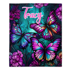 🦋Beautiful Butterflies Customized Blanket - Personalized Name - Butterfly Enthusiast Gift
