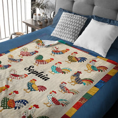 Love Chicken Custom Blanket - Personalized Name - Gifts for Chicken Farmers, Chicken Lovers