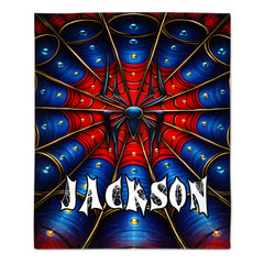 Personalized Spider Web Customized Blanket – Personalized Name – Cool Gift for Kids & Superhero Fans