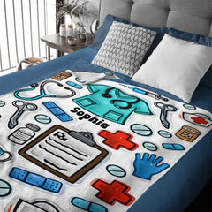 Nurse Accent Customized Blanket – Personalized Name – Commemorative Gift for Nurses & Healthcare Workers