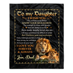 Customized Lion-patterned Letter Blanket - Personalized Title and Names - Gifts For Dad, Son, Daughter, Grandson, Granddaughter