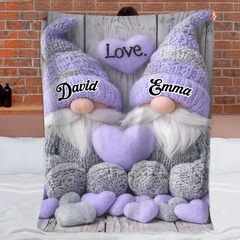 Love Gnomes Customized Blanket - Personalized Name - Cozy Gift For Couples, Him/Her