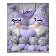 Love Gnomes Customized Blanket - Personalized Name - Cozy Gift For Couples, Him/Her