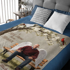 A Hug From Heaven Customized Blanket - Personalized Text/Name And Year - Memorial Gifts For Him/Her, Family, Friends