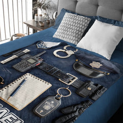 Police Officer Customized Blanket - Personalized Name - Honorary Gift for Police