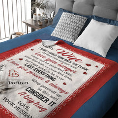 Custom Letter Blanket – Personalized Quote, Title And Names – Anniversary Wedding Gifts For Husband/Wife, Him/Her