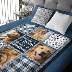 Custom Pet Memorial Collage Blanket – Paw Prints & Photos – In Loving Memory Gift