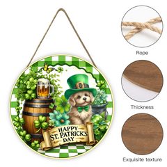 St Patrick's Day Pet Wreath Customized Wooden Doorplates - Personalized Pet Door Sign - Pet Lovers' Festival Celebration Decoration Gifts