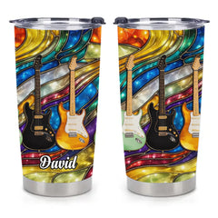 Rock Your Soul Electric Guitars Customized Thermos Cup - Personalized Name - Gifts For Music Lovers