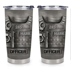 Customized Beloved Officer Thermos Cup - Personalized Name, Number And Role - Gift For Law Enforcement