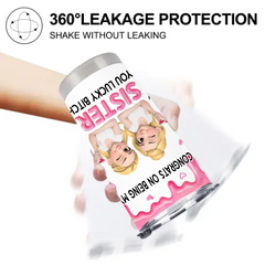 Congrats My Sister/Brother  Customized Thermos Cup - Personalized Characters And Names - Gift For Sister, Brother, Family
