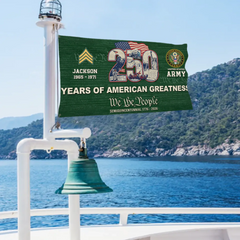 Years Of American Greatness Custom 250 Years Flag - Personalized Name, Years And Branch Patriotic Flag - Gift for Veterans, Patriots, Military Families