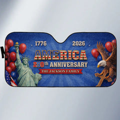 American Spirit Never Fades Customized Car Sunshade - Personalized Family Name - Car Decoration Gift For Patriot, Family