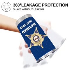 Customised American Police Badge Themed Thermos Cup - Personalized Personalised Badge,Department,Time And Text - A Gift For Police,Family,Friend