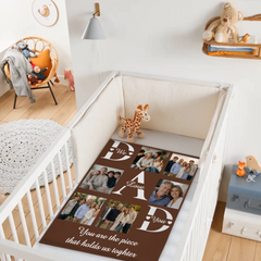 Customised Photo Dad You Are The Piece That Hold Us Together Blanket - Personalized Photo - Father's Day Gift For Husband, Dad, Grandpa, Wife, Mom