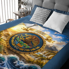 Customized Mexican Eagle Emblem Blanket - Personalized Name - Gift For Family, Friends, Husband & Wife