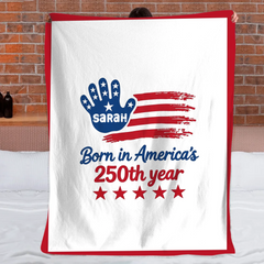Born in America's 250th Year Personalized Baby Blanket - Custom Patriotic Newborn Keepsake Gift