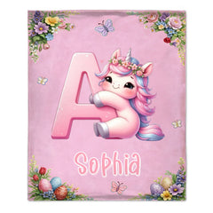 Custom Cute Letter Blanket – Personalized Name Blanket – Special Gift For Kids