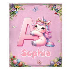 Custom Cute Letter Blanket – Personalized Name Blanket – Special Gift For Kids