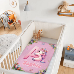 Custom Cute Letter Blanket – Personalized Name Blanket – Special Gift For Kids