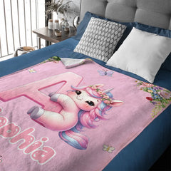 Custom Cute Letter Blanket – Personalized Name Blanket – Special Gift For Kids