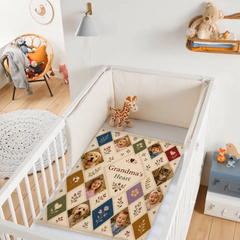 Custom Nana Fleece Blanket with Child Pet Photos and Personalized Family Message