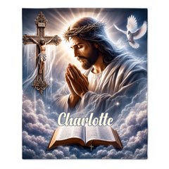Personalized Jesus Prayer Blanket - Custom Name Christian Faith Blanket - Gift For Christians
