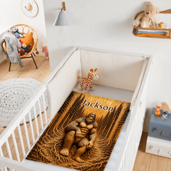 Personalized Bigfoot Forest Blanket - Custom Name Sasquatch Cozy Throw Blanket - Gift For Bigfoot Lovers