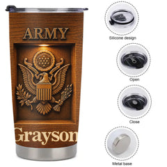 Personalized Proud Veteran Thermos Cup- Custom Name Military Honor Cup - Gift For Veterans
