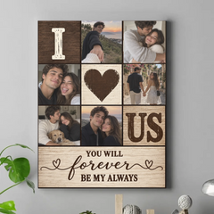 Personalized Couple Photo Collage Poster - Custom Photos Romantic Keepsake Wall Art - Gift For Couples