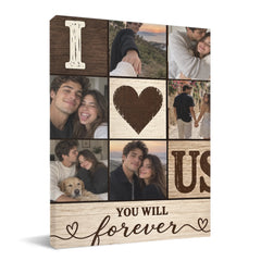 Personalized Couple Photo Collage Poster - Custom Photos Romantic Keepsake Wall Art - Gift For Couples