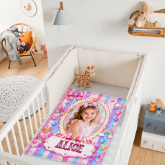 Personalized Magical Girl Blanket - Custom Name Photo Mermaid & Unicorn Blanket - Gift For Girls