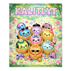 Personalized Cute Dumpling Blanket - Custom Name Kawaii Blanket - Gift For Girls