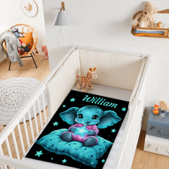 Personalized Glowing Starry Animal Blanket – Custom Name Cute Animal Flannel Blanket – Gift For Kids & Animal Lovers