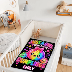 Personalized Rainbow Glitter Dumpling Blanket – Custom Name Cute Squishy Dumpling Blanket – Gift For Kids & Dumpling Lovers